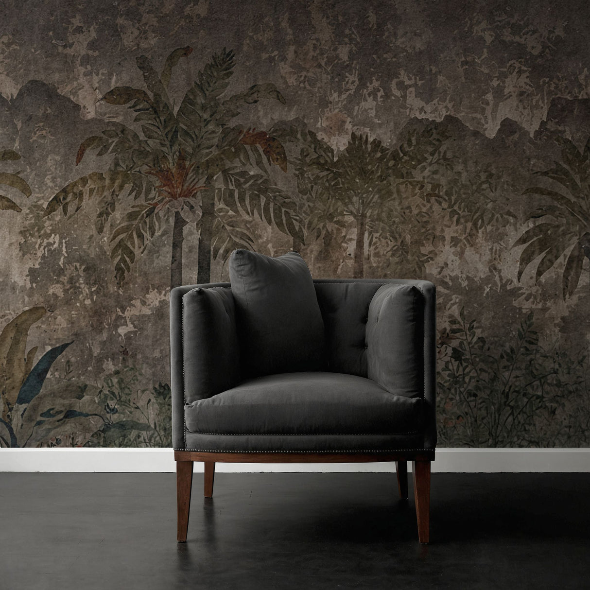 Vintage Tropicana | Neutral Weathered Tropical Palm Trees Wallpaper Mural Wallpaper Mural Sckribbles