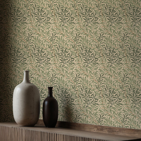 Willow Boughs | Botanical Tree Branches William Morris Wallpaper Wallpaper Sckribbles