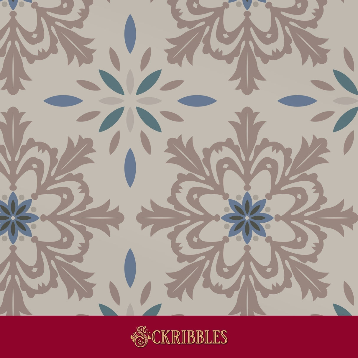 Neutral beige tiled wallpaper.