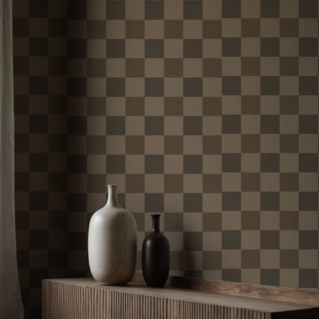 Subtle Grids | Neutral Muted Faded Classic Checkered Wallpaper Wallpaper Sckribbles