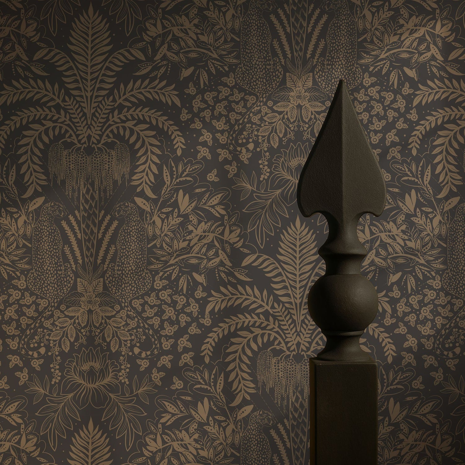 Leopard's Lair | Tropical Palm Tree Jungle Wallpaper Wallpaper Sckribbles