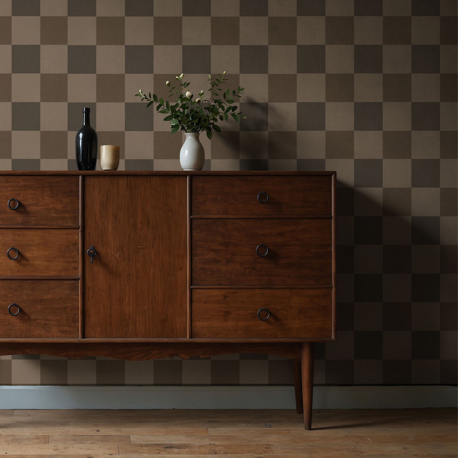 Subtle Grids | Neutral Muted Faded Classic Checkered Wallpaper Wallpaper Sckribbles