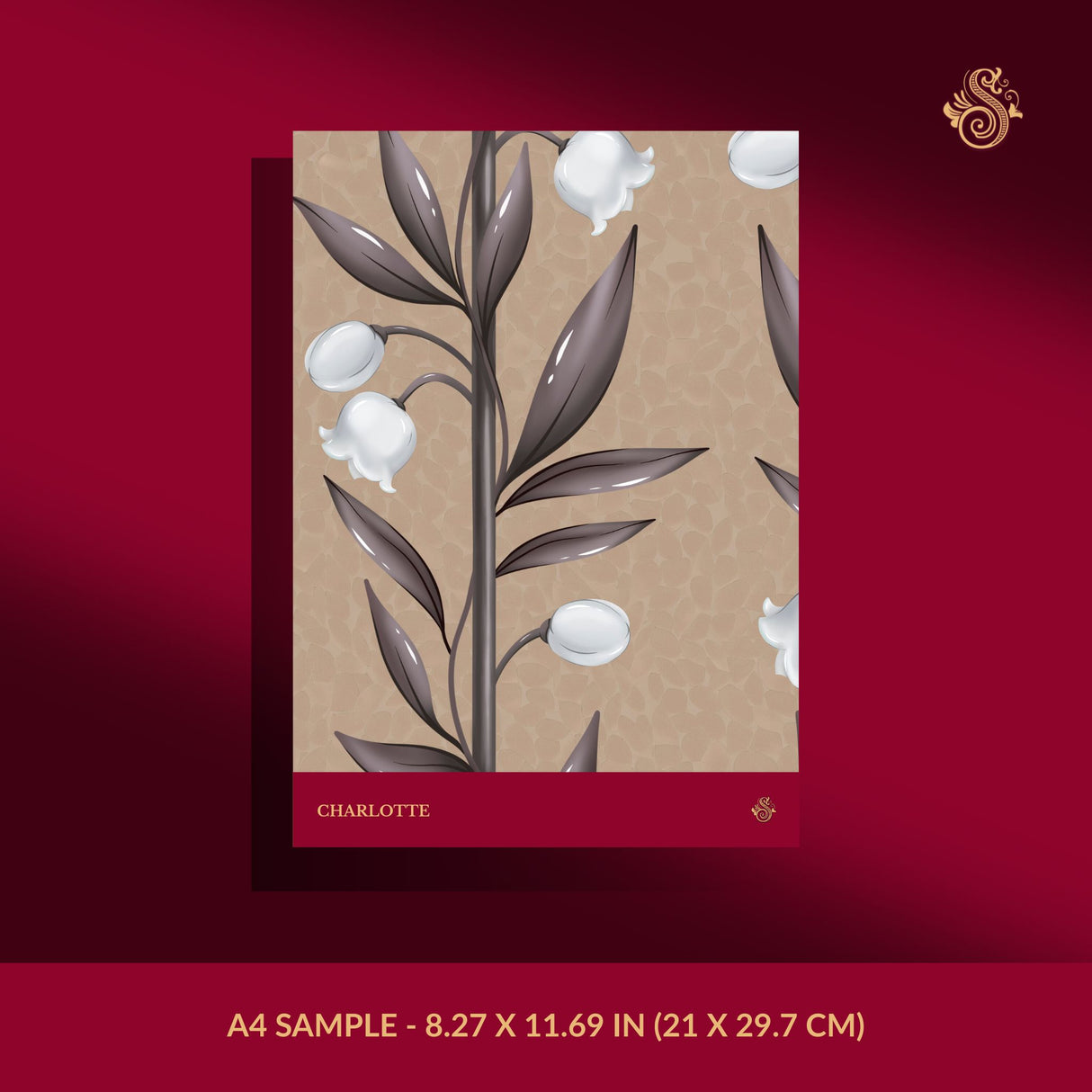 Weaving Bells | Sweet & Feminine Floral Girl's Room Wallpaper Wallpaper Sckribbles Signature - Premium Non-Woven A4 Sample - 8.27 × 11.69 in (21 × 29.7 cm) Charlotte