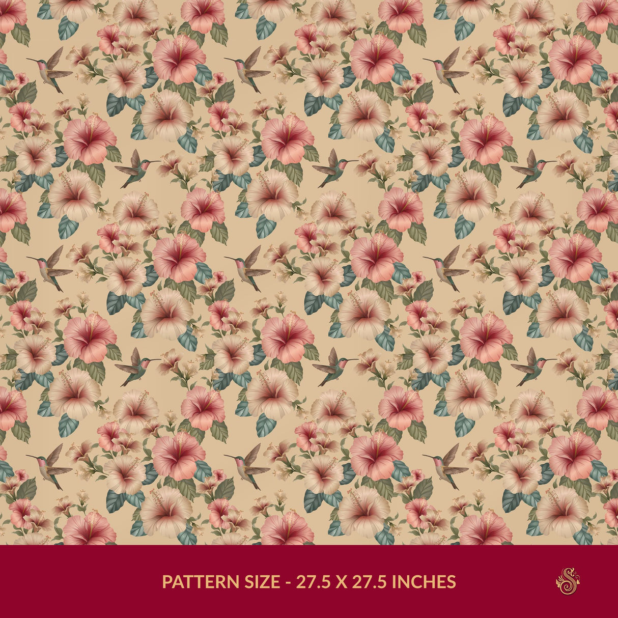 Whimsy & Bloom | Tropical Pastel Hibiscus & Hummingbird Wallpaper Wallpaper Sckribbles