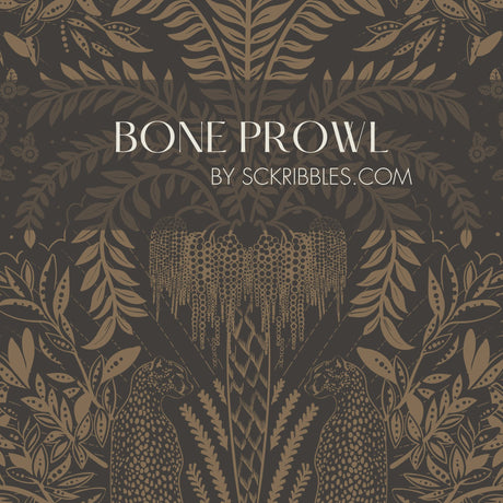 Leopard's Lair | Tropical Palm Tree Jungle Wallpaper Wallpaper Sckribbles Traditional - (Non-Woven) Sample 14'' x 14'' / 35 x 35 cm Bone Prowl