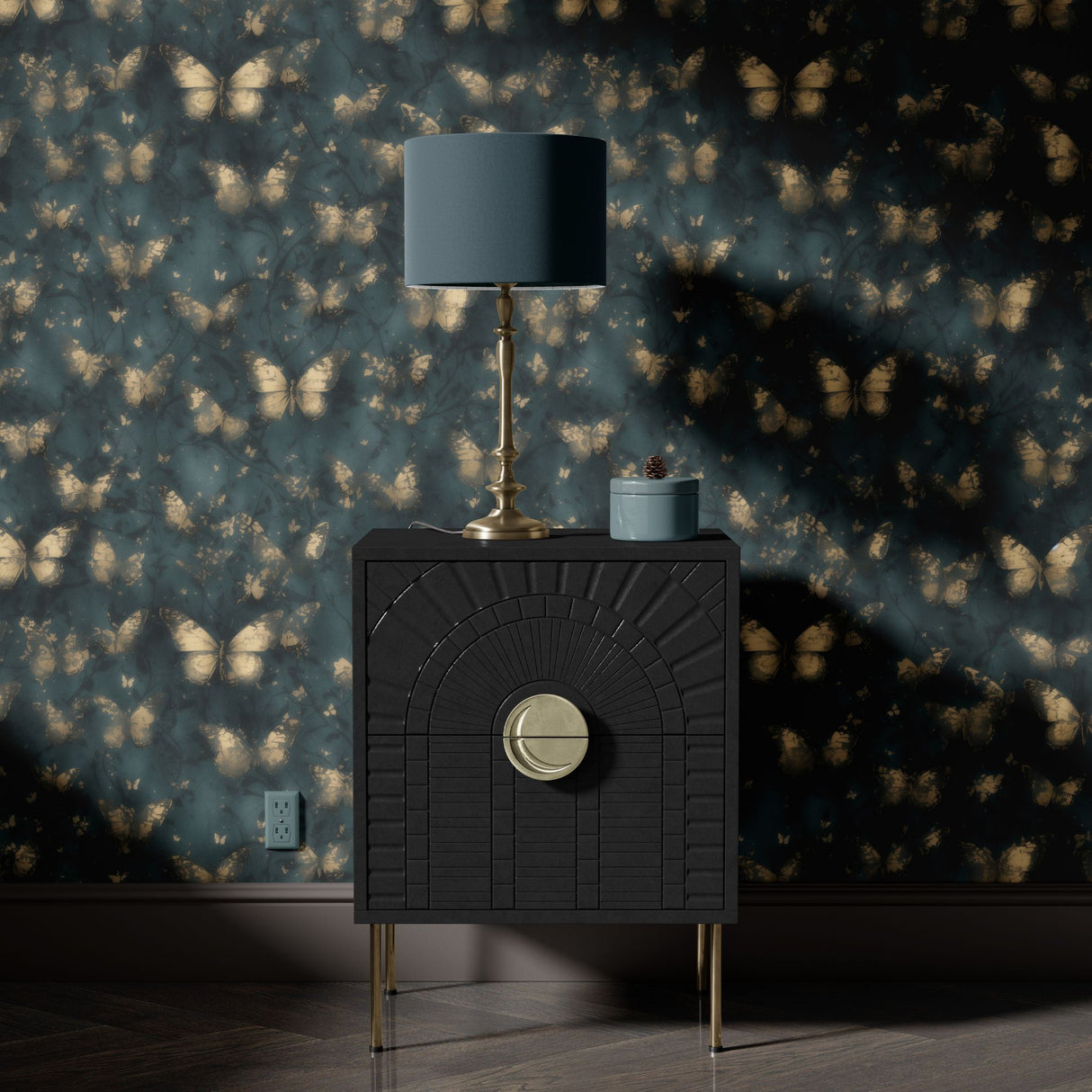Whimsical Wings | Dark Nursery Butterfly Wallpaper Wallpaper Sckribbles