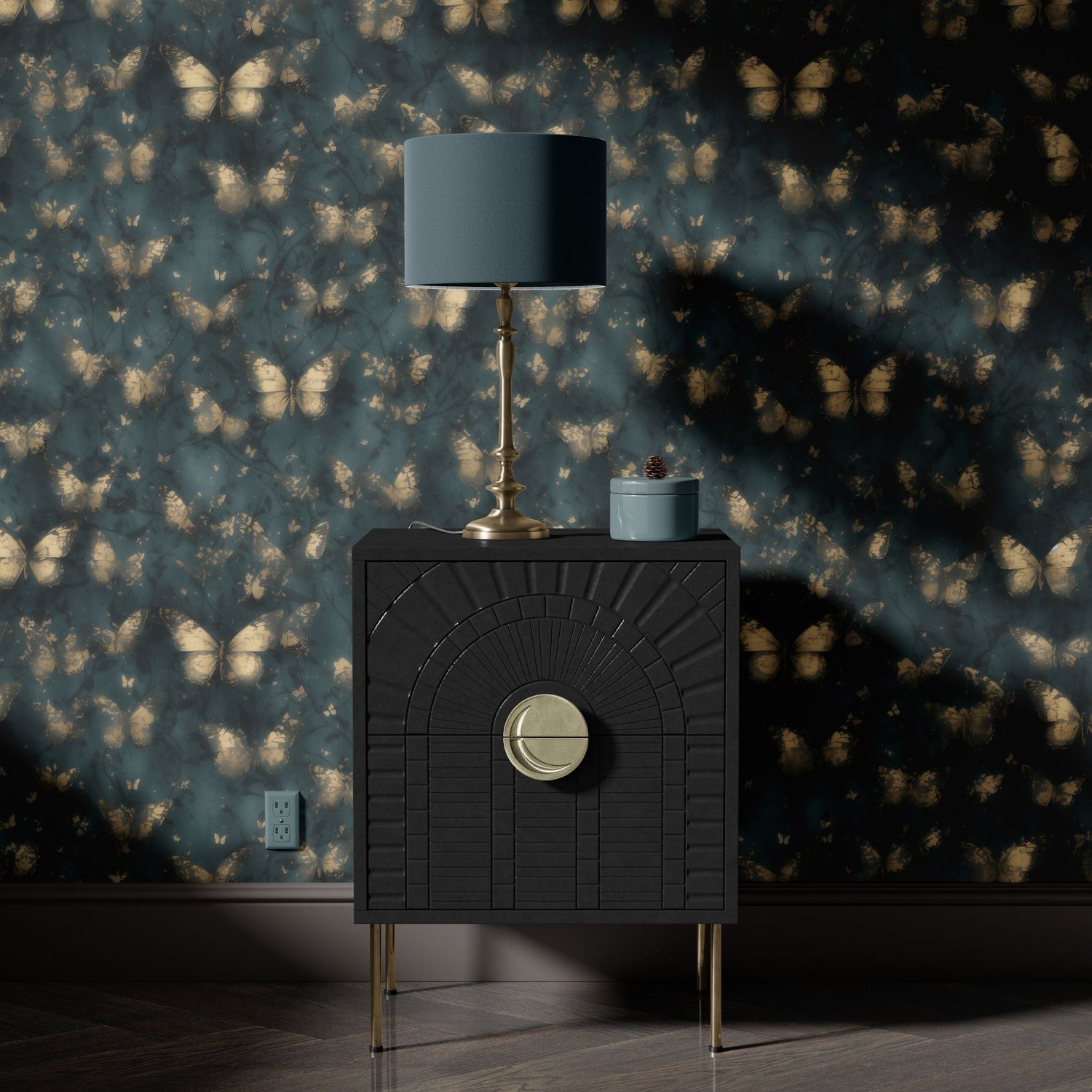 Whimsical Wings | Dark Nursery Butterfly Wallpaper Wallpaper Sckribbles