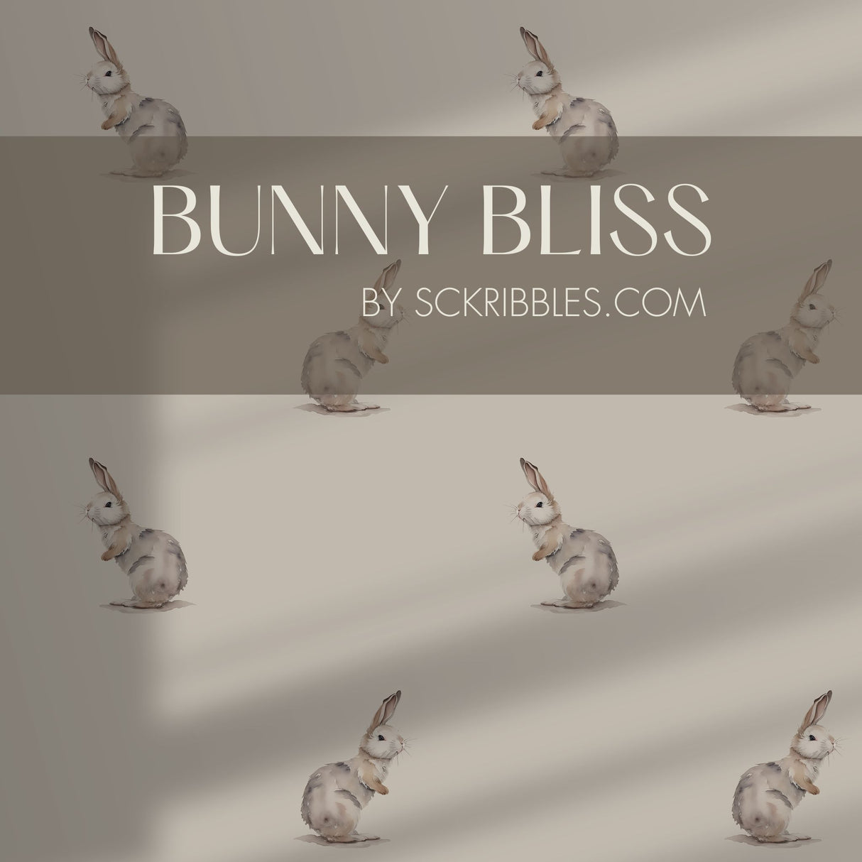 Bunny Bliss | Sweet Cute Neutral Rabbit Nursery Wallpaper Wallpaper Sckribbles