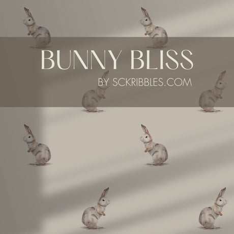 Bunny Bliss | Sweet Cute Neutral Rabbit Nursery Wallpaper Wallpaper Sckribbles