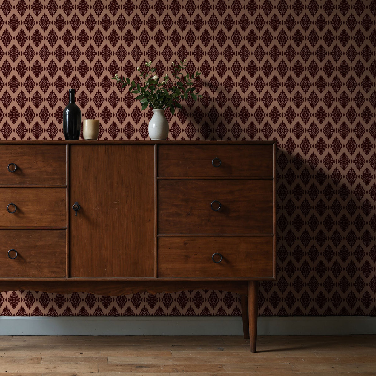 Ornate Grace | Vintage Opulent Regal Victorian Damask Wallpaper Wallpaper Sckribbles