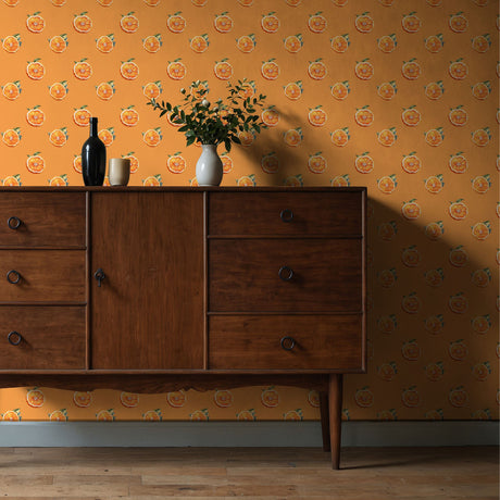 Sunny Citrus | Bright Orange Fruit Slices Kitchen Wallpaper Wallpaper Sckribbles