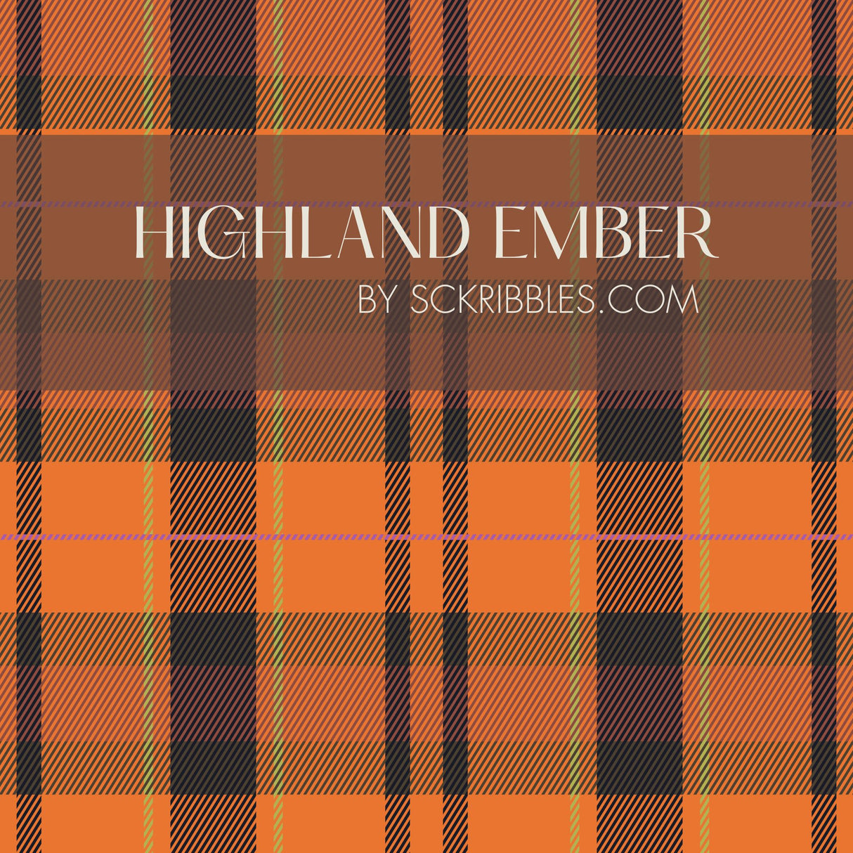 Highland Ember | Bright Orange Maximalist Plaid Wallpaper Wallpaper Sckribbles