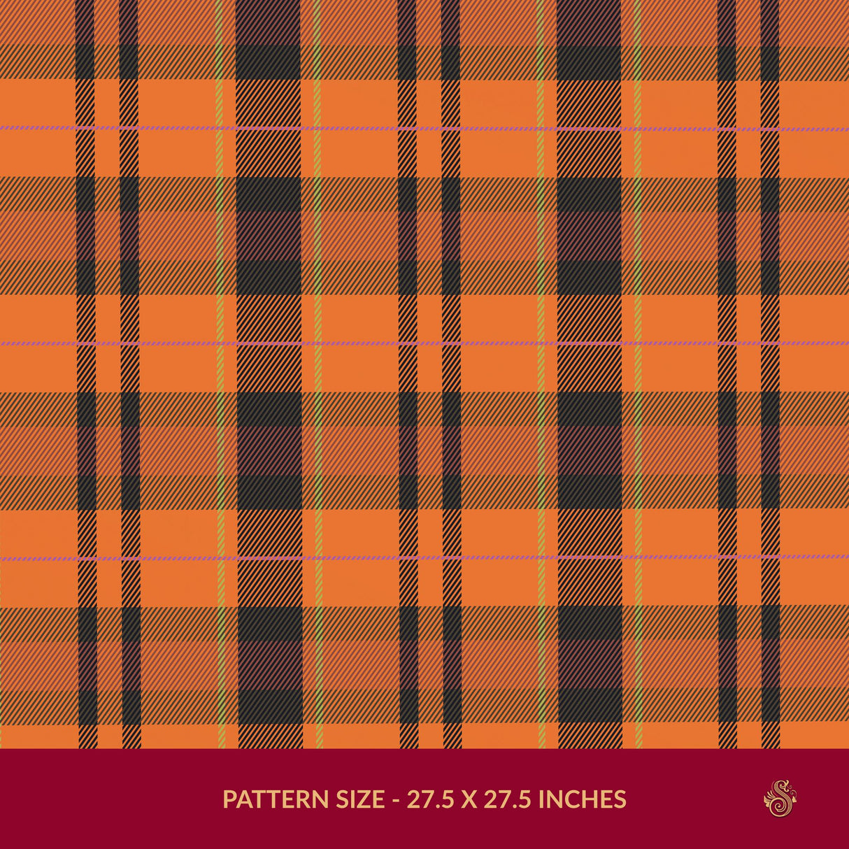Highland Ember | Bright Orange Maximalist Plaid Wallpaper Wallpaper Sckribbles Signature - Premium Non-Woven Roll - 27.5 in x 32.8 ft (70 cm × 10 m)