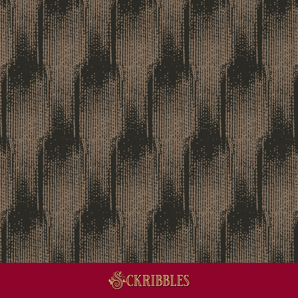 Organic Art Deco abstract brown wallpaper.