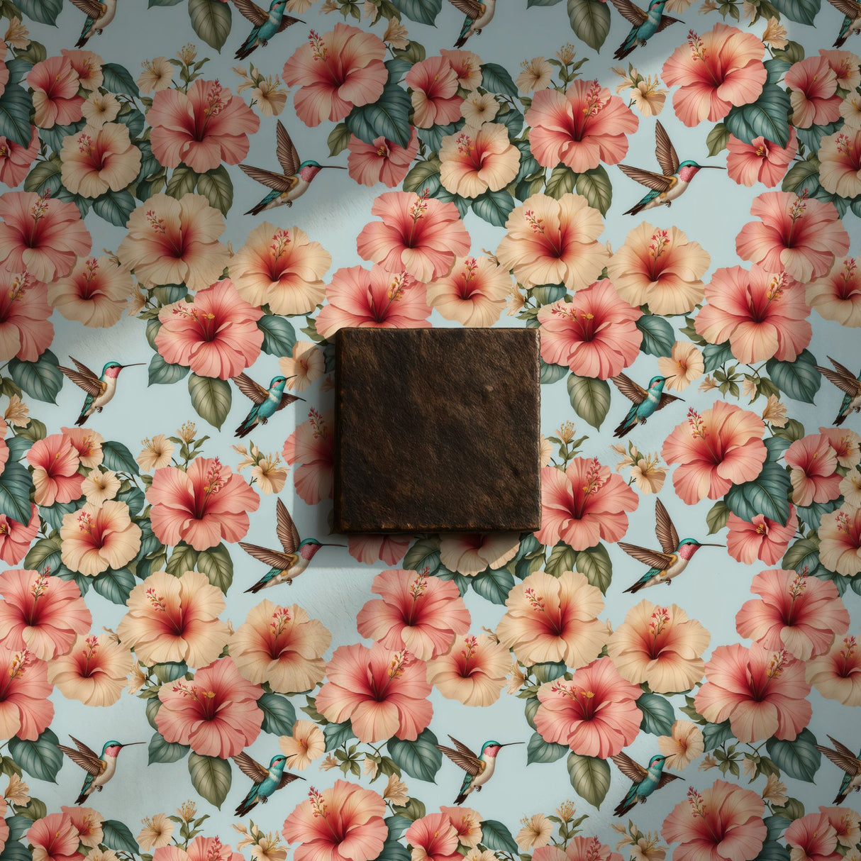 Whimsy & Bloom | Tropical Pastel Hibiscus & Hummingbird Nursery Wallpaper Wallpaper Sckribbles Signature - Premium Non-Woven Roll - 24 in x 32.8 ft (61 cm × 10 m)