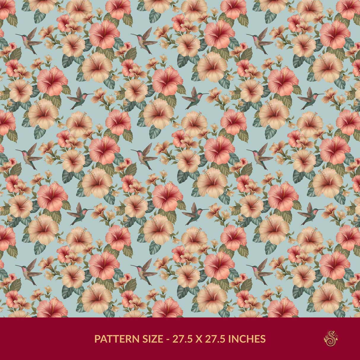 Whimsy & Bloom | Tropical Pastel Hibiscus & Hummingbird Wallpaper Wallpaper Sckribbles