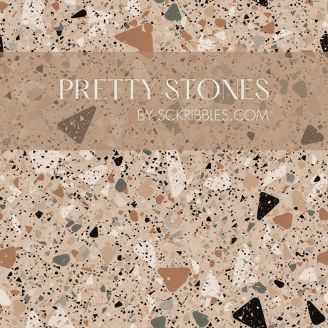 Pretty Stones | Pink, Beige, & Black Terrazzo Wallpaper Wallpaper Sckribbles