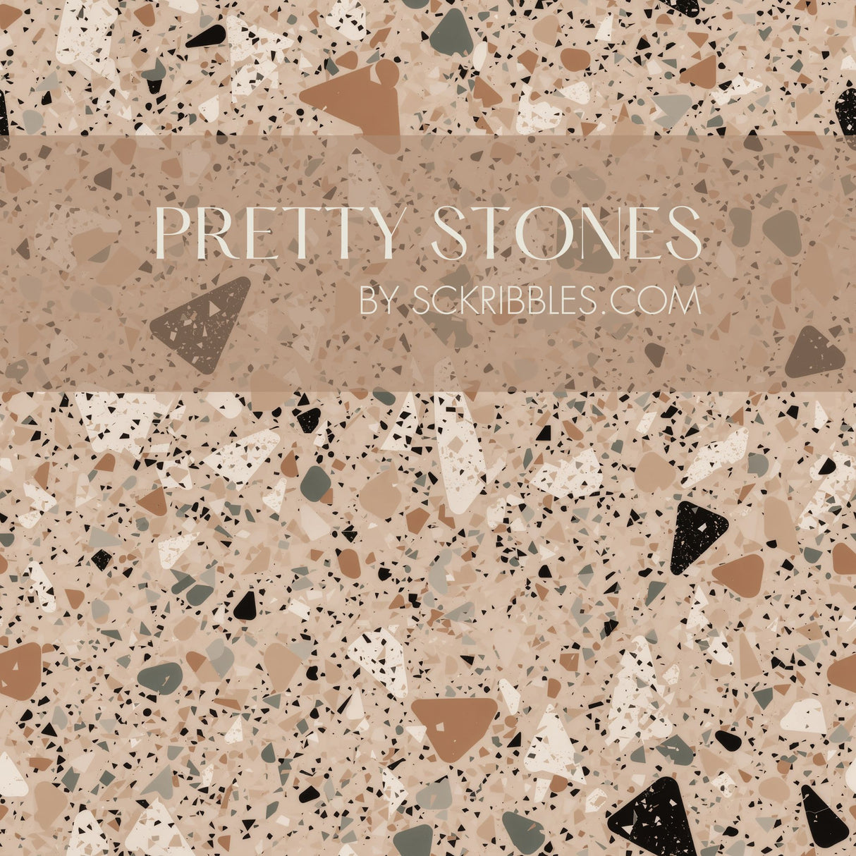 Pretty Stones | Pink, Beige, & Black Terrazzo Wallpaper Wallpaper Sckribbles