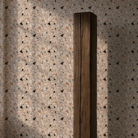 Pretty Stones | Pink, Beige, & Black Terrazzo Wallpaper Wallpaper Sckribbles