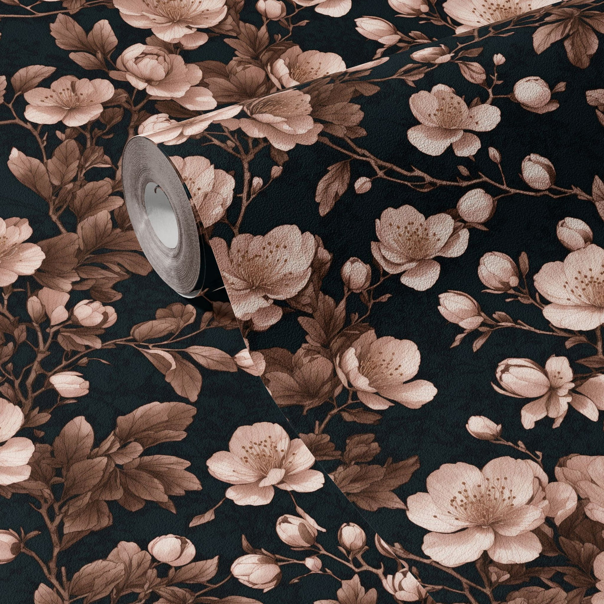 Sweet Blooms | Pink & Black Chinoiserie Cherry Blossom Wallpaper Wallpaper Sckribbles