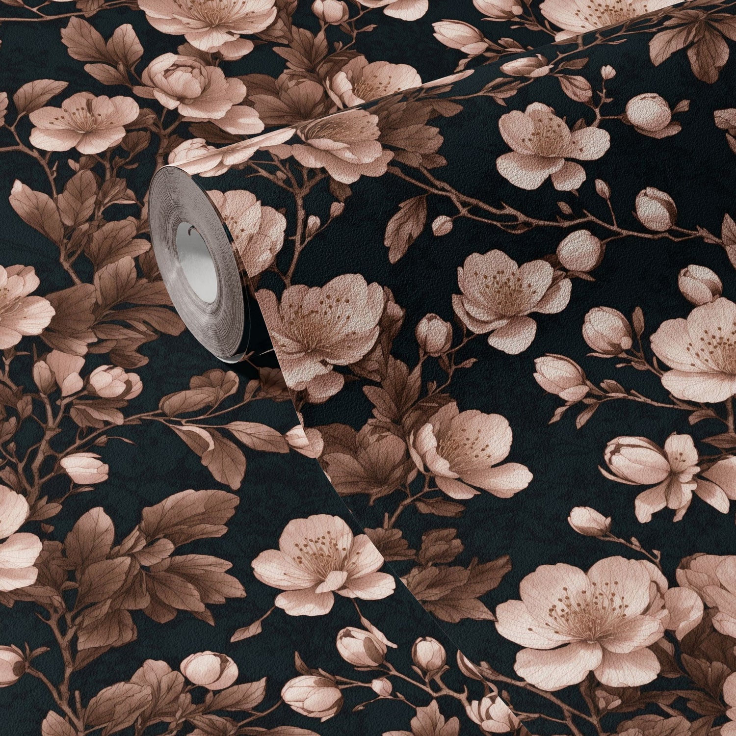 Sweet Blooms | Pink & Black Chinoiserie Cherry Blossom Wallpaper Wallpaper Sckribbles