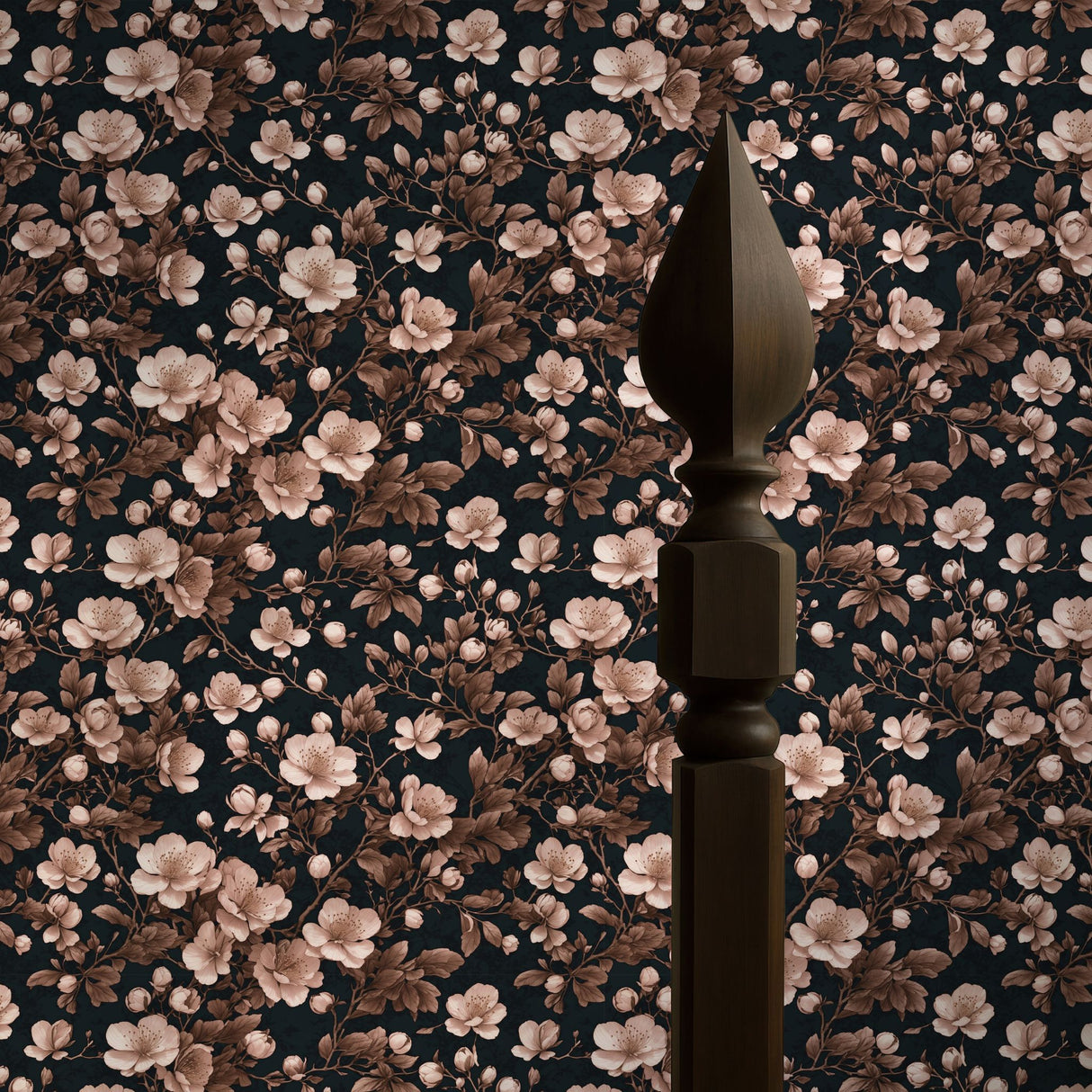 Sweet Blooms | Pink & Black Chinoiserie Cherry Blossom Wallpaper Wallpaper Sckribbles