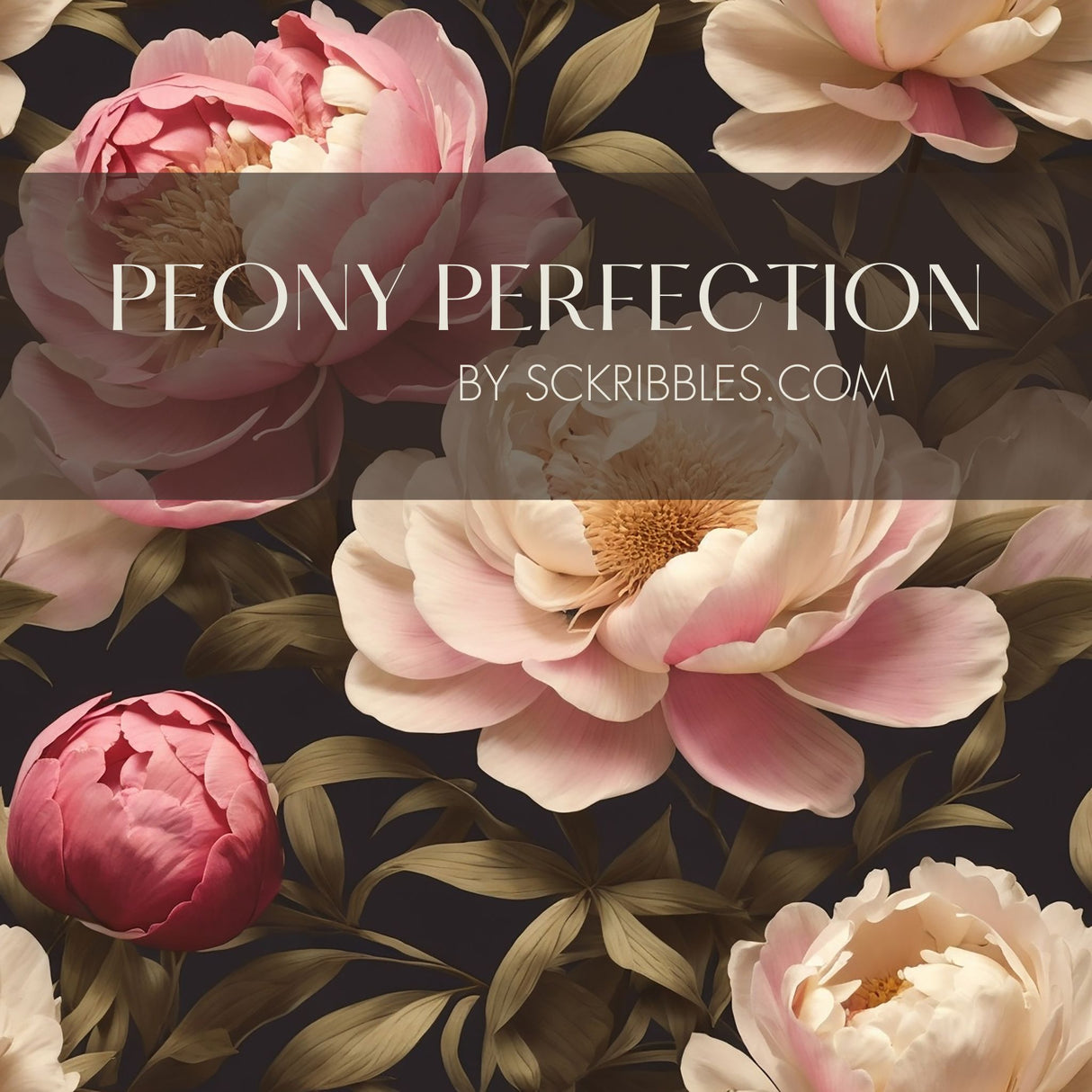Peony Perfection | Floral Pink & Cream Flower Wallpaper Wallpaper Sckribbles