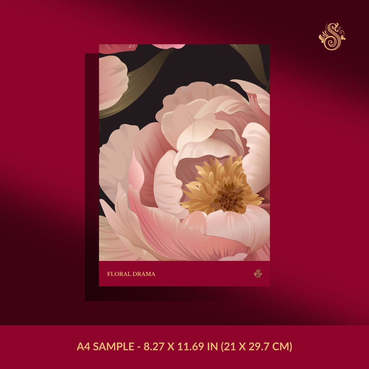 Peony Perfection | Floral Pink & Cream Flower Wallpaper Wallpaper Sckribbles Signature - Premium Non-Woven A4 Sample - 8.27 × 11.69 in (21 × 29.7 cm) Floral Drama