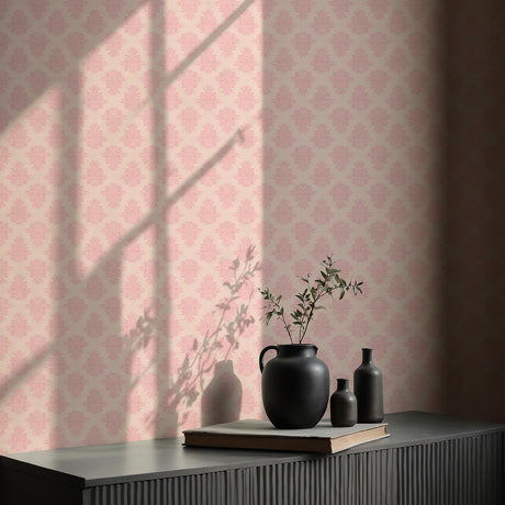 Rosy Reverie | Sweet Light Pink Feminine Coquette Damask Wallpaper Wallpaper Sckribbles
