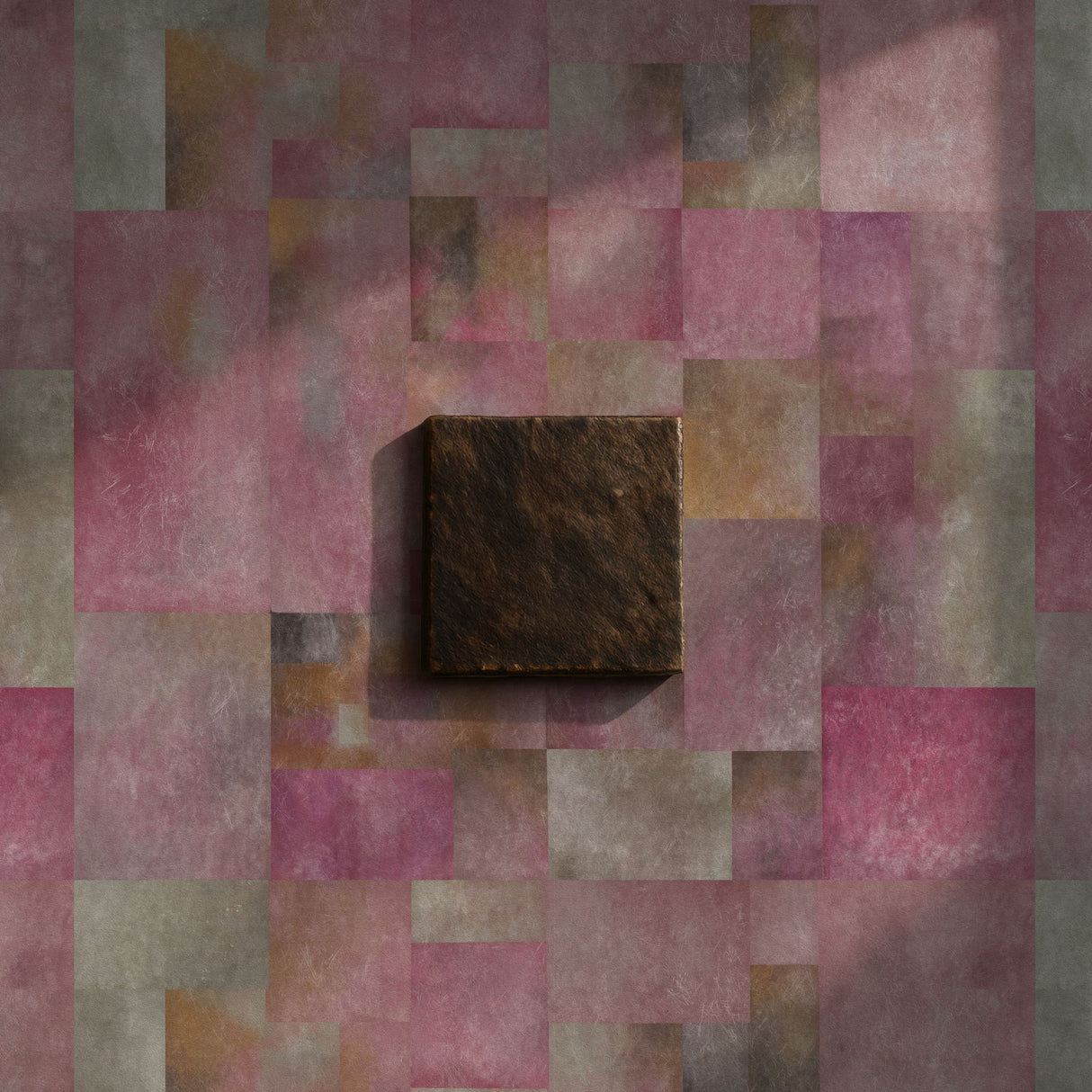 Blush Geometry | Pink Abstract Grid Distressed Wallpaper Wallpaper Sckribbles