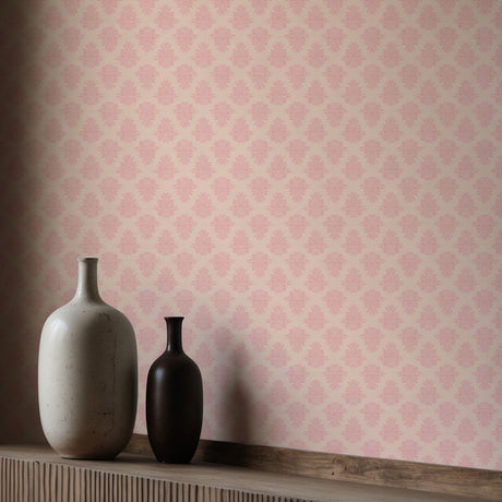 Rosy Reverie | Sweet Light Pink Feminine Coquette Damask Wallpaper Wallpaper Sckribbles