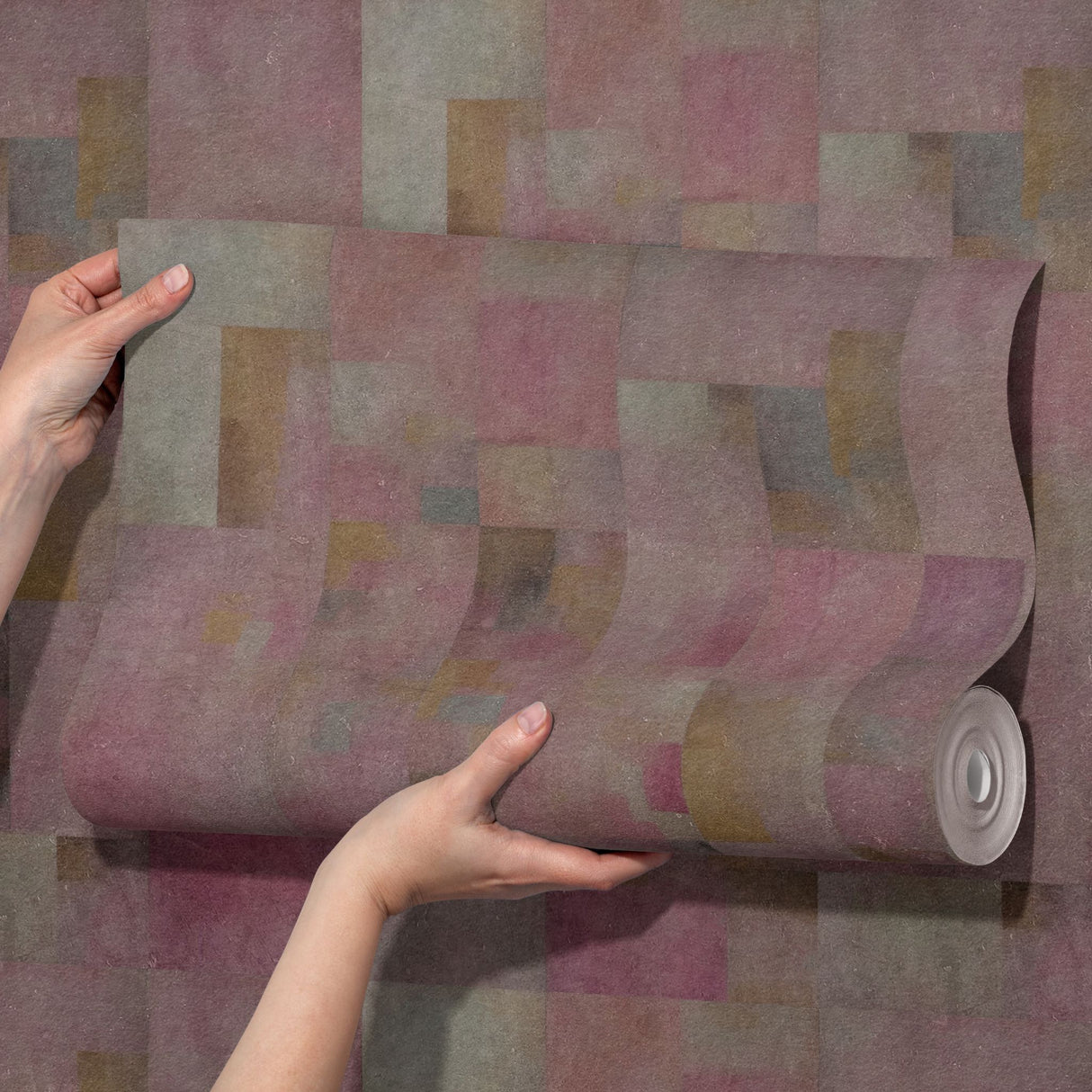 Blush Geometry | Pink Abstract Grid Distressed Wallpaper Wallpaper Sckribbles