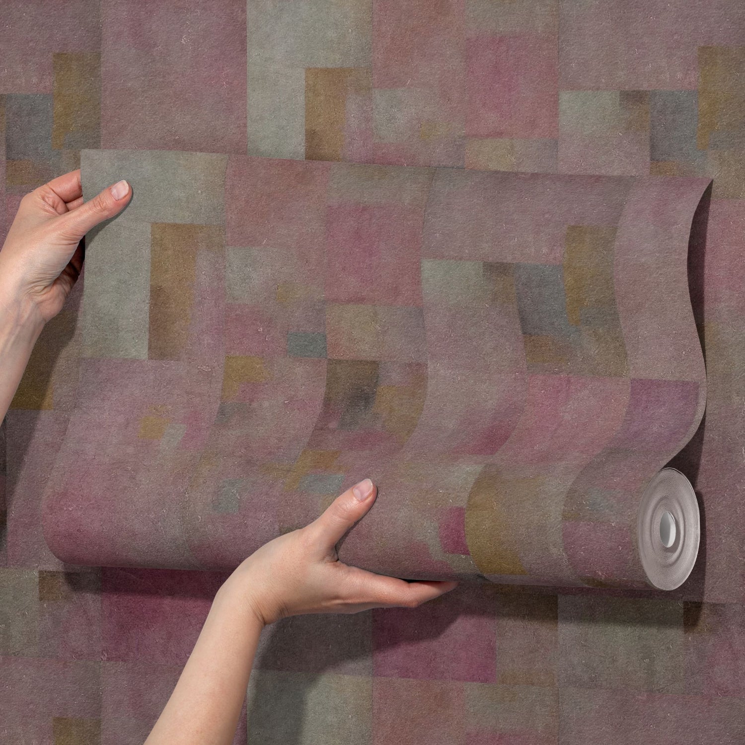 Blush Geometry | Pink Abstract Grid Distressed Wallpaper Wallpaper Sckribbles
