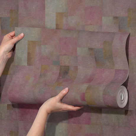Blush Geometry | Pink Abstract Grid Distressed Wallpaper Wallpaper Sckribbles