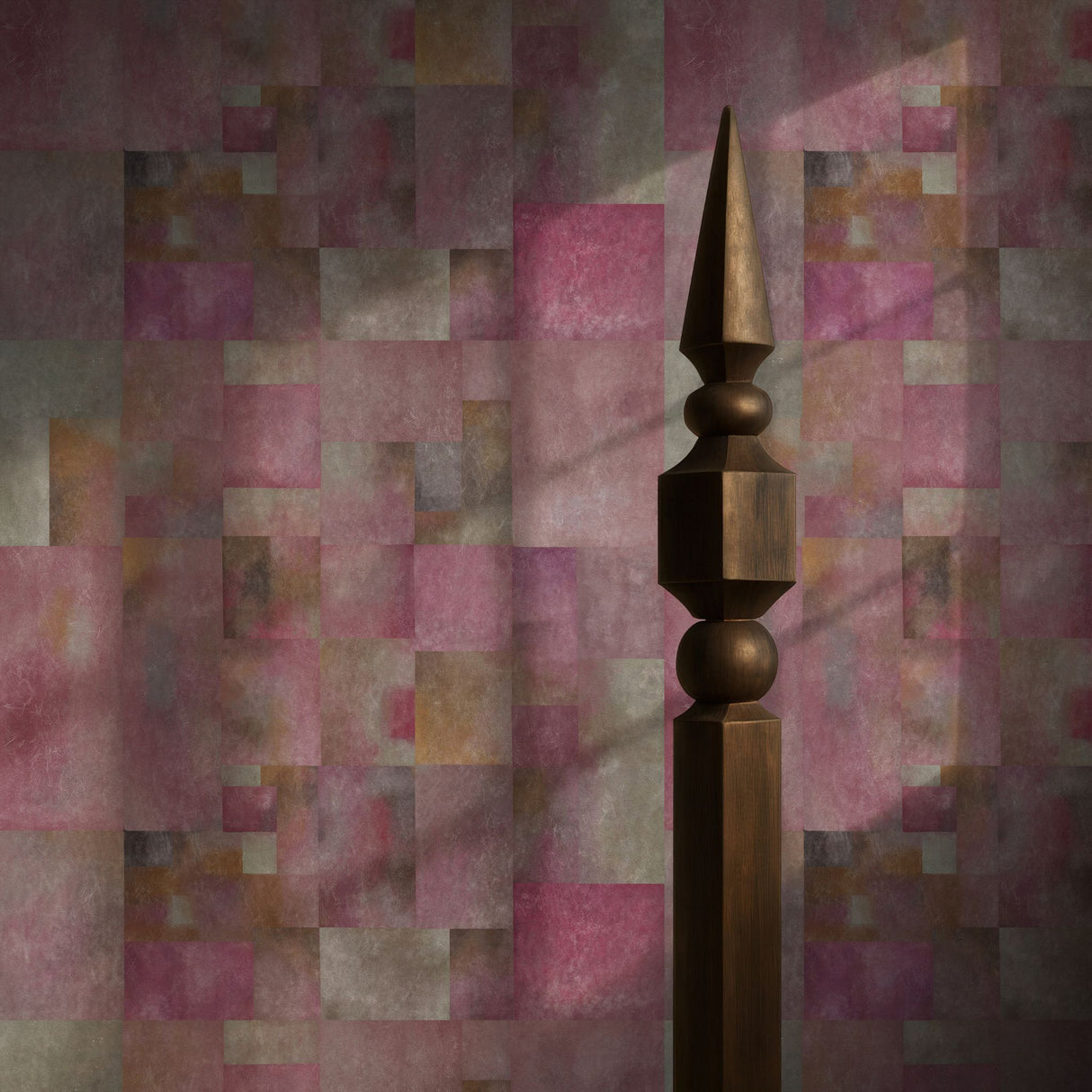 Blush Geometry | Pink Abstract Grid Distressed Wallpaper Wallpaper Sckribbles