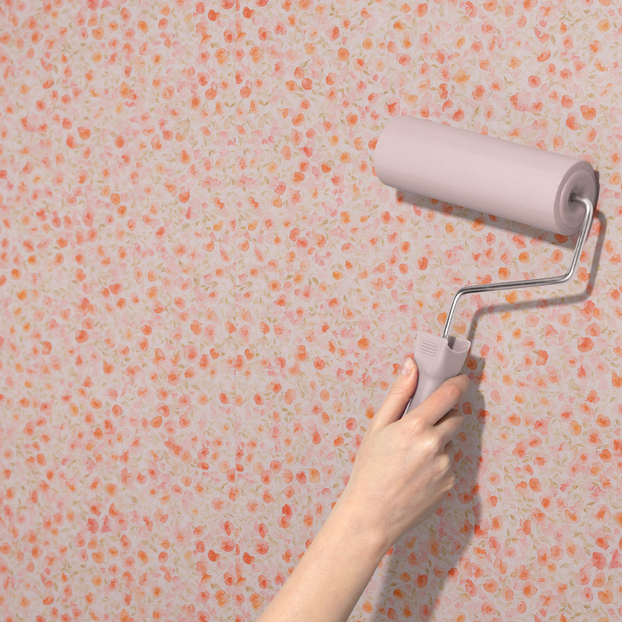 Sweet Peach | Cute Feminine Coral Pink Floral Wallpaper Wallpaper Sckribbles