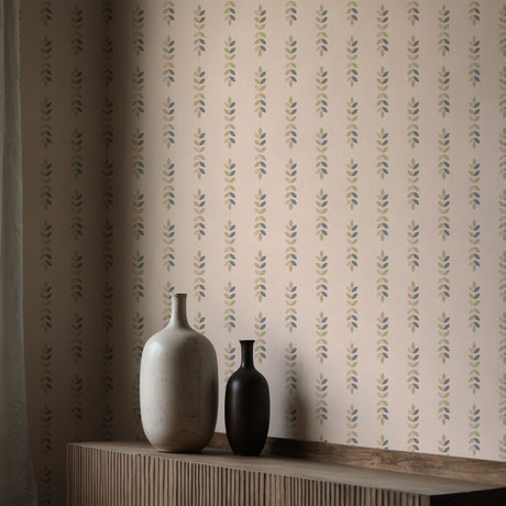 Whisperleaf | Boho Scandinavian Feminine Leaves Modern Wallpaper Wallpaper Sckribbles