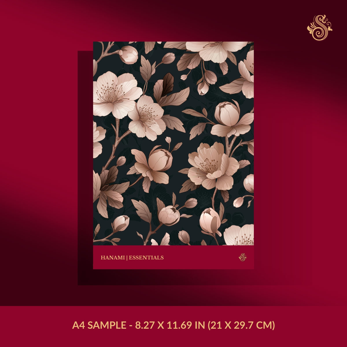 Pink and black cherry blossom wallpaper sample.