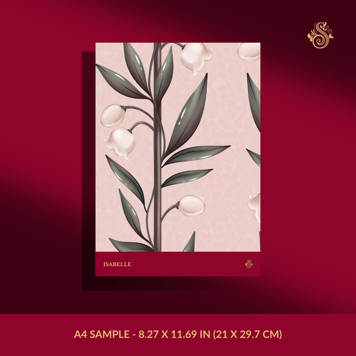 Weaving Bells | Sweet & Feminine Floral Girl's Room Wallpaper Wallpaper Sckribbles Signature - Premium Non-Woven A4 Sample - 8.27 × 11.69 in (21 × 29.7 cm) Isabelle