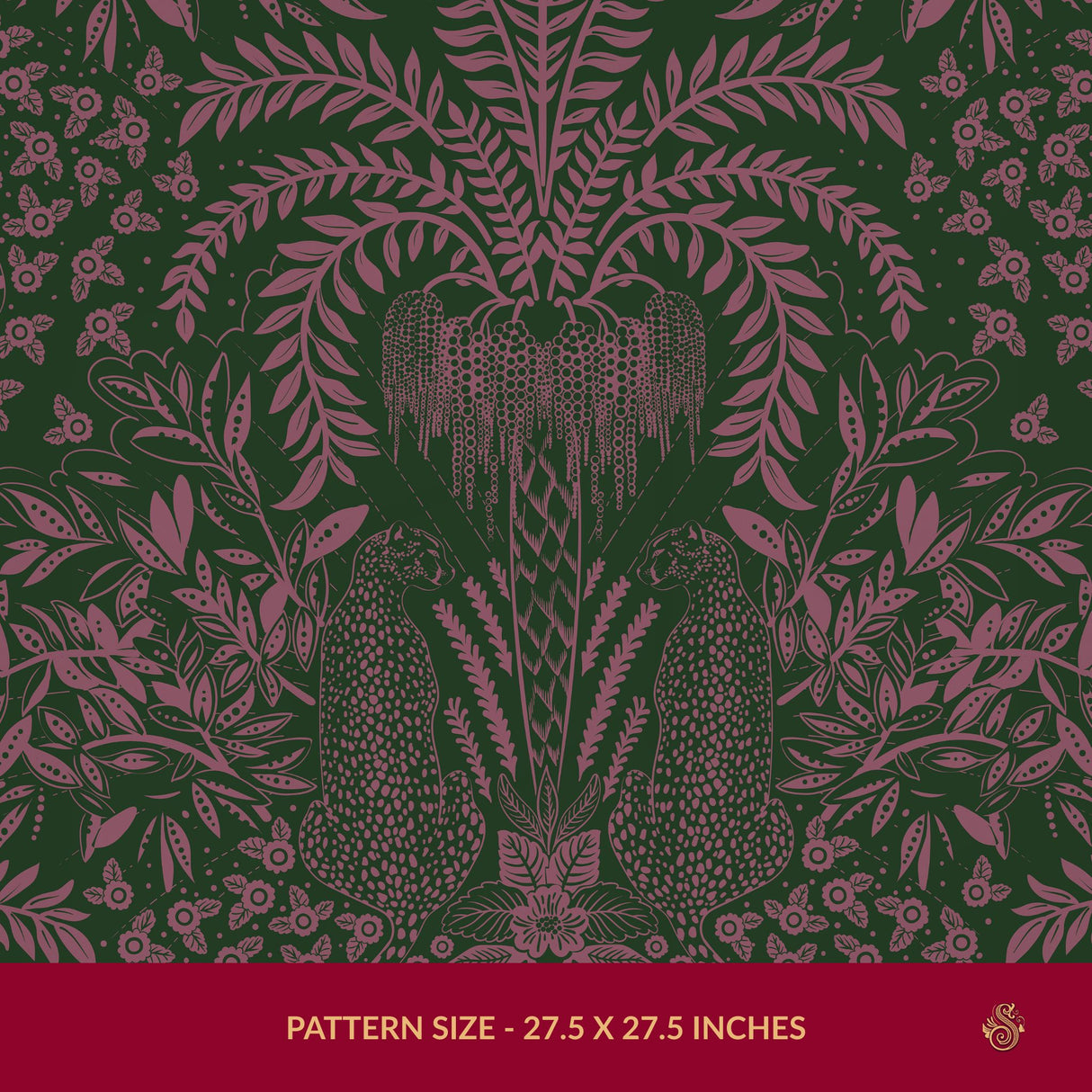 Leopard's Lair | Tropical Palm Tree Jungle Wallpaper Wallpaper Sckribbles Signature - Premium Non-Woven Roll - 27.5 in x 32.8 ft (70 cm × 10 m) Pink Canopy