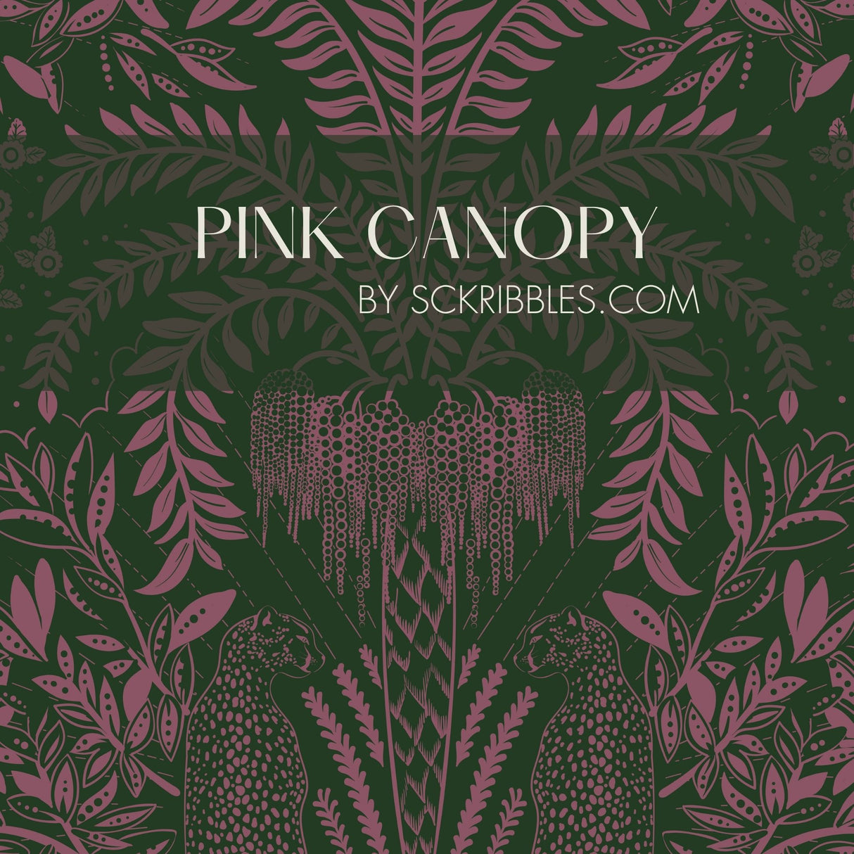 Leopard's Lair | Tropical Palm Tree Jungle Wallpaper Wallpaper Sckribbles Traditional - (Non-Woven) Sample 14'' x 14'' / 35 x 35 cm Pink Canopy