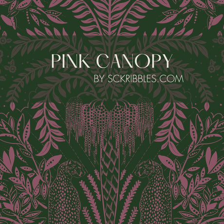 Leopard's Lair | Tropical Palm Tree Jungle Wallpaper Wallpaper Sckribbles Traditional - (Non-Woven) Sample 14'' x 14'' / 35 x 35 cm Pink Canopy
