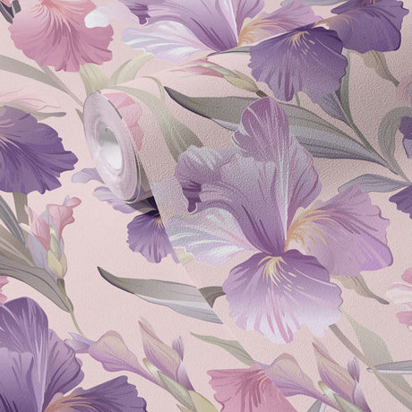 Germanica Mist | Feminine Pink & Purple Iris Floral Wallpaper Wallpaper Sckribbles