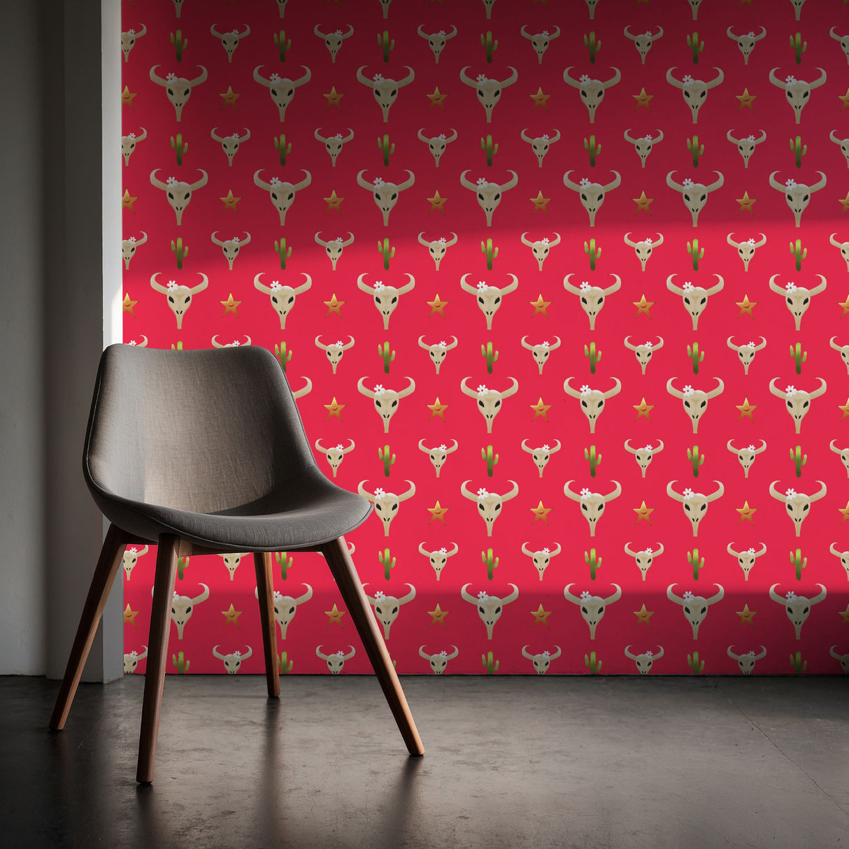 Ranch Romance | Bright Pink Western Cowgirl Skull Wallpaper Wallpaper Sckribbles