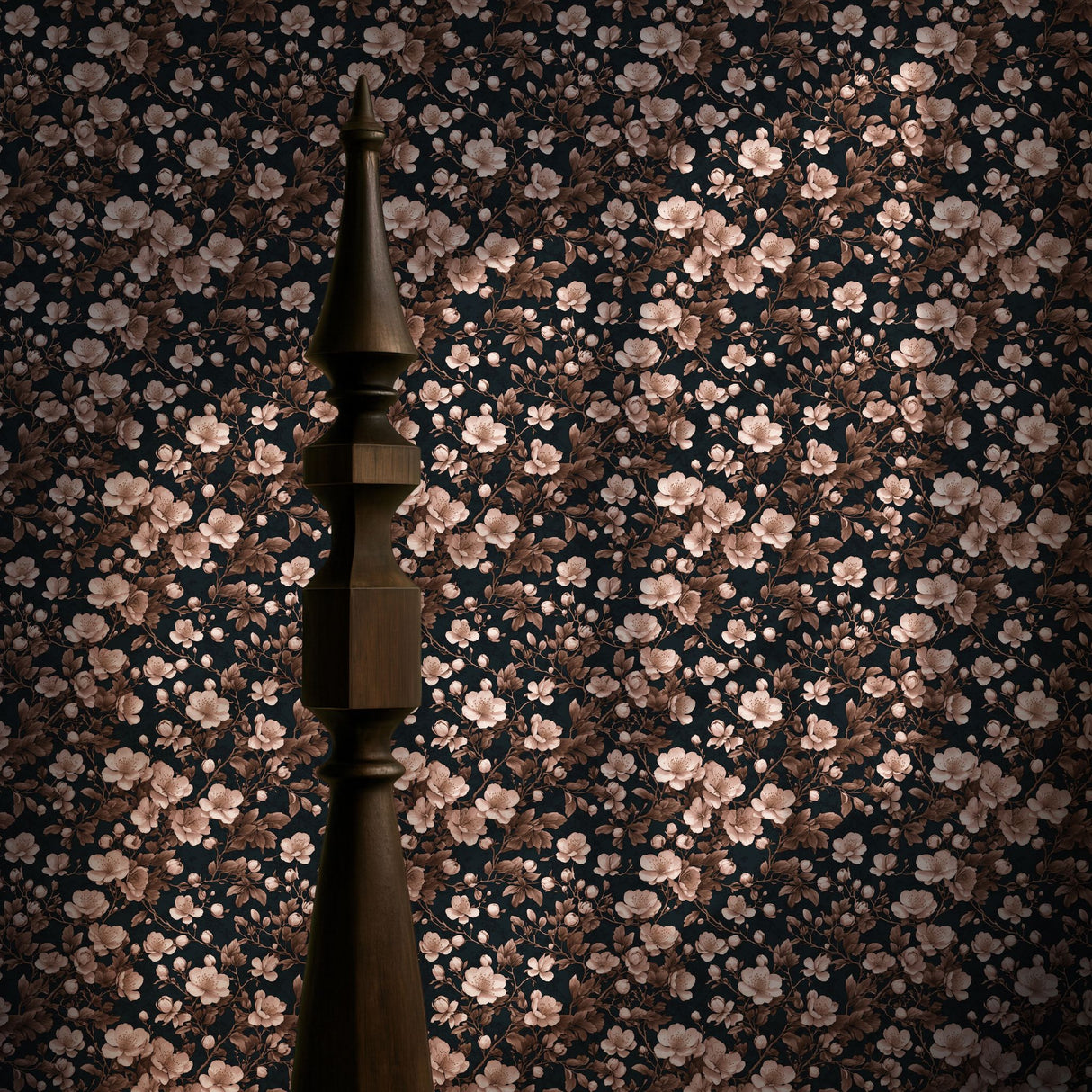 Sweet Blooms | Pink & Black Chinoiserie Cherry Blossom Wallpaper Wallpaper Sckribbles