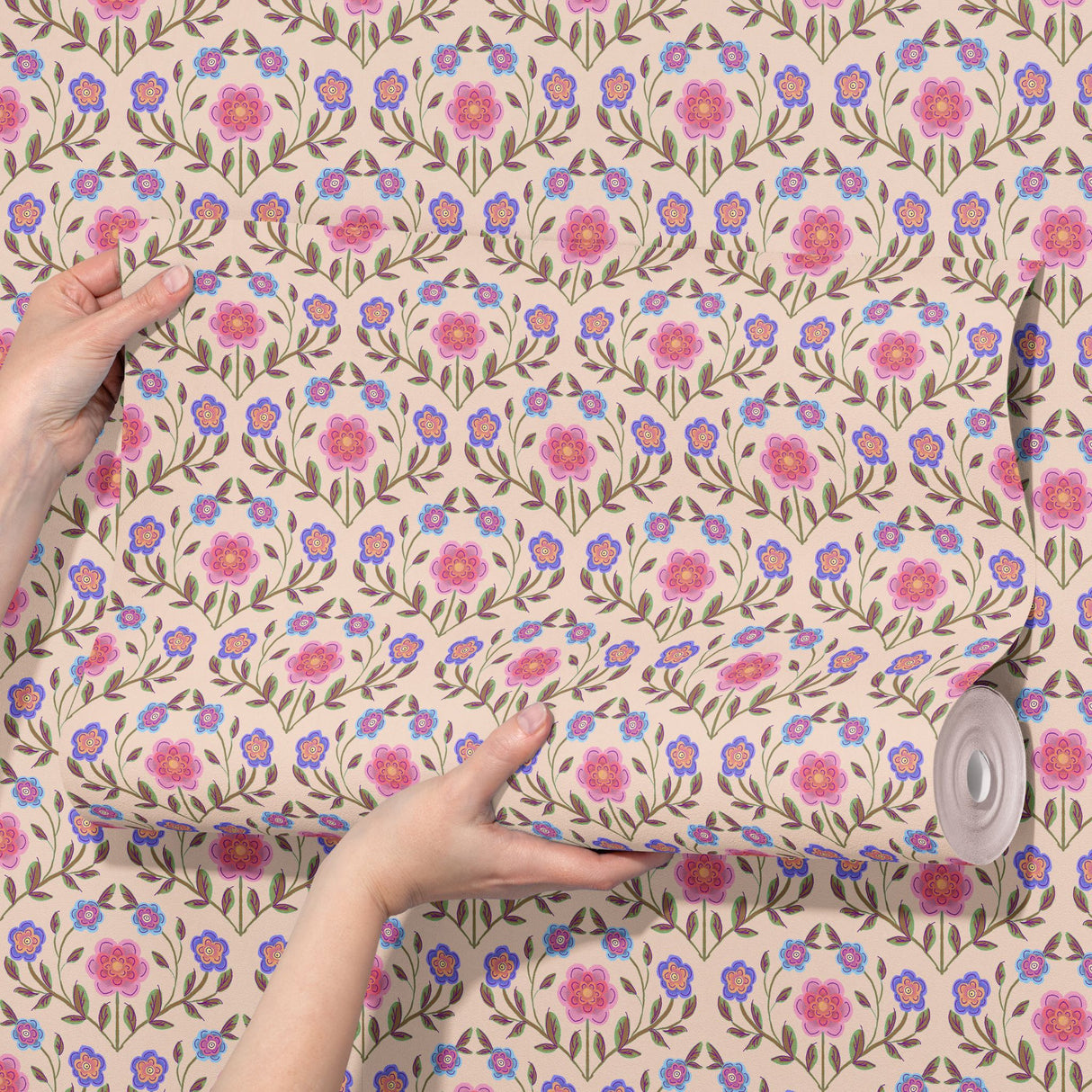 Wildflower Whimsy | Cute Pink Feminine Floral Wallpaper Wallpaper Sckribbles