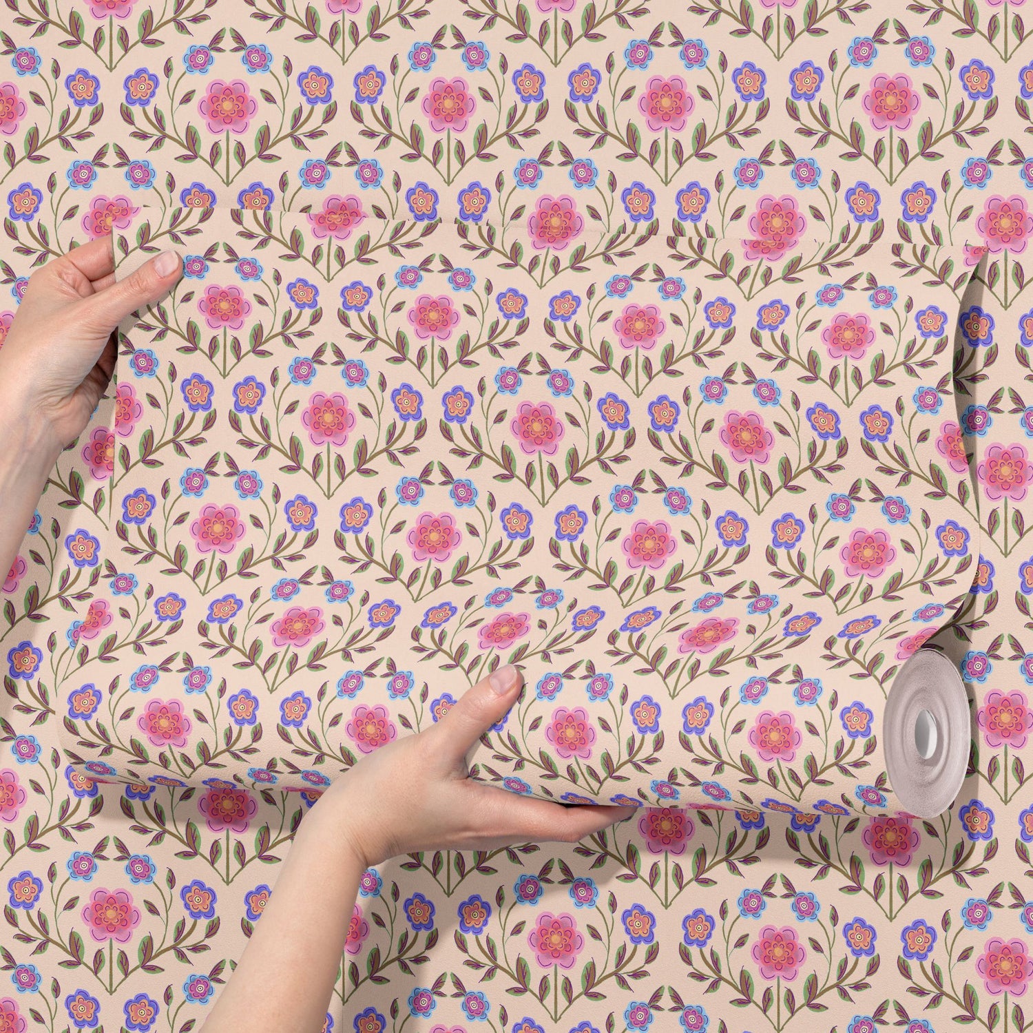 Wildflower Whimsy | Cute Pink Feminine Floral Wallpaper Wallpaper Sckribbles