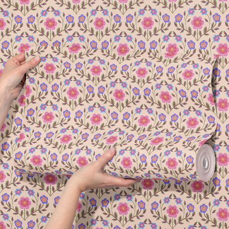 Wildflower Whimsy | Cute Pink Feminine Floral Wallpaper Wallpaper Sckribbles