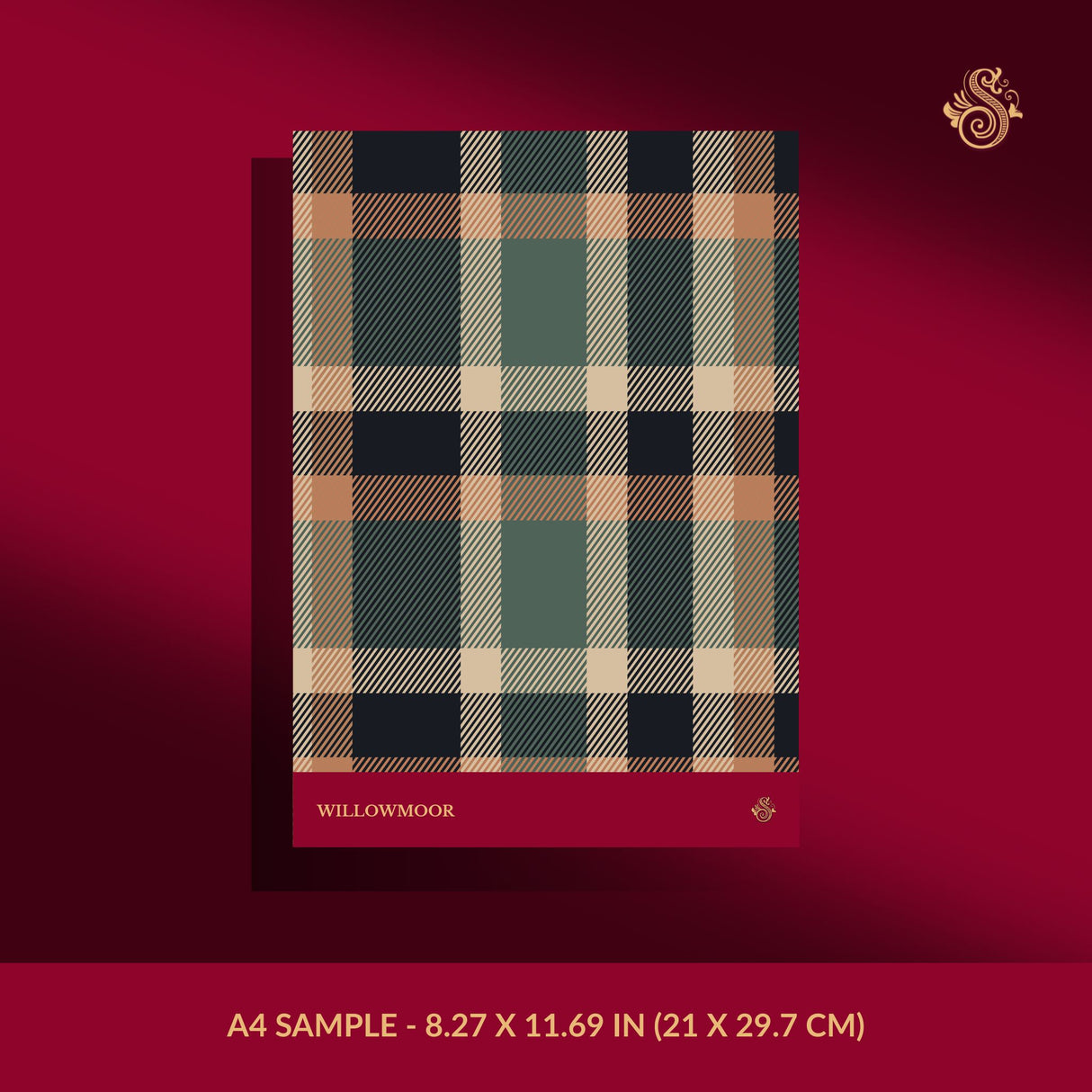 Willowmoor | Classic Green, Peach, & Black Traditional Plaid Wallpaper Wallpaper Sckribbles