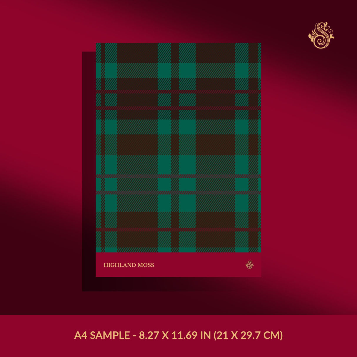 Highland Moss | Traditional Green, Brown, & Red Plaid Wallpaper Wallpaper Sckribbles Signature - Premium Non-Woven A4 Sample - 8.27 × 11.69 in (21 × 29.7 cm)